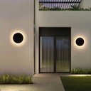 Applique murale LED 12W rond en plastique noir étanche IP65 Lumière Jaune