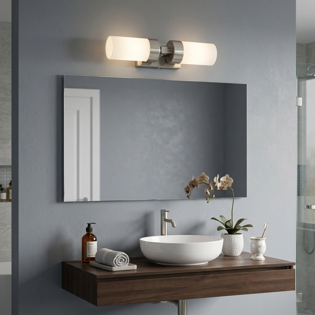 Applique murale Astro en fer et verre finition chromée nickel brossé  IP44