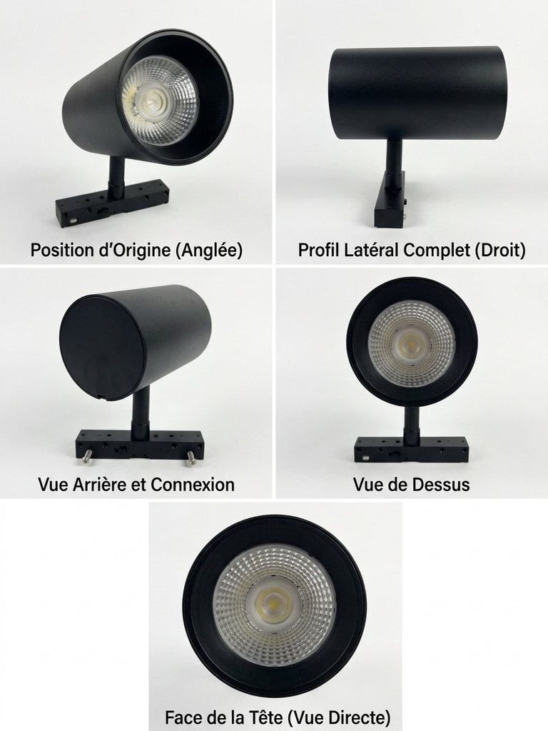 Spot rail LED 30W noir pour profil d'éclairage 