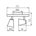ENALI - Applique / Plafonnier  2 lampes en acier noir L27,5