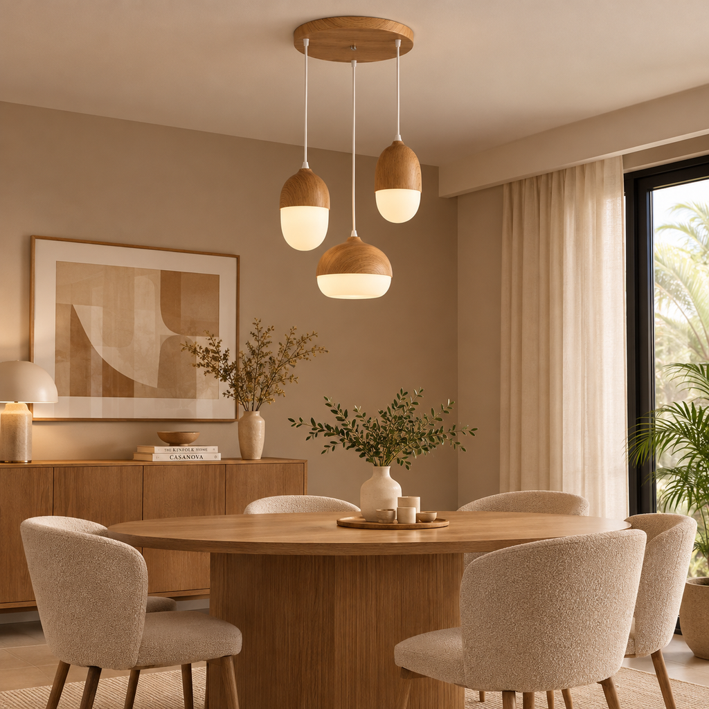 Salle à manger scandinave aux suspensions boisées.png