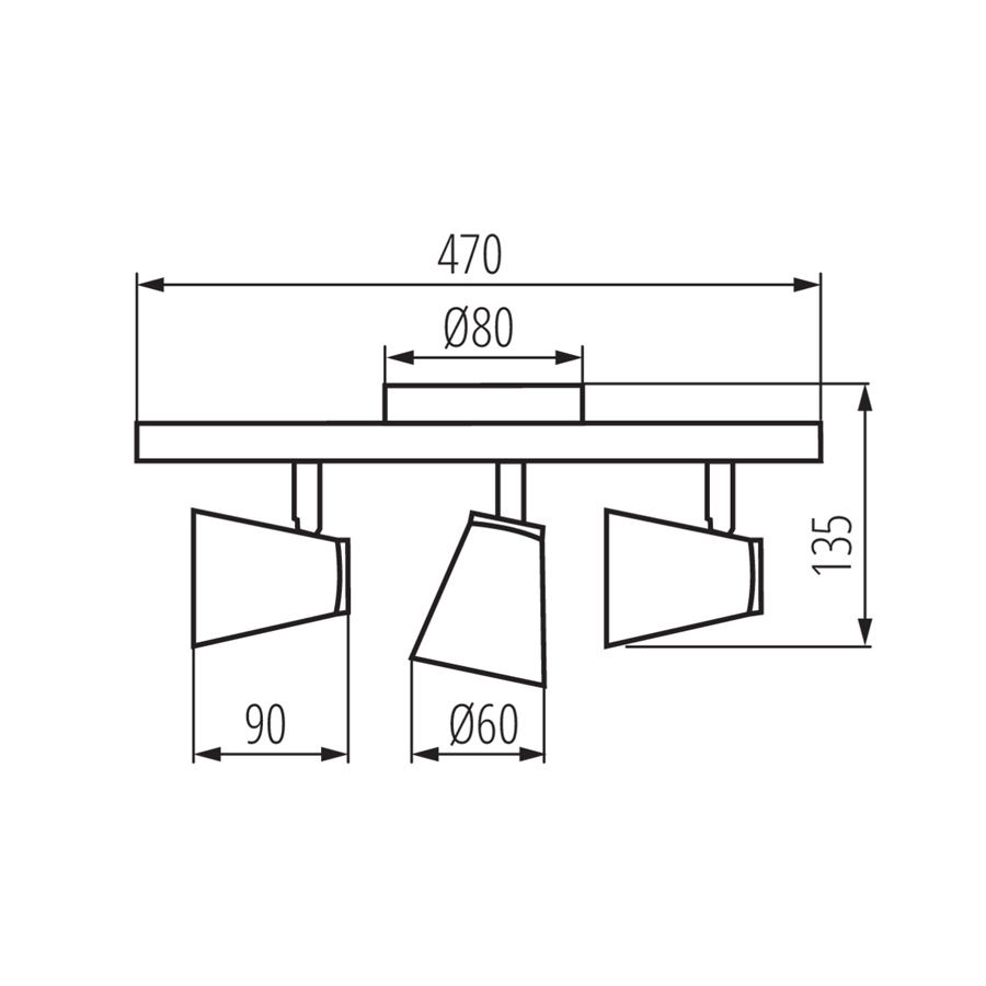 ENALI - Applique / Plafonnier 3 lampes en acier blanc L47