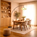 Lampadaire Arc en métal forme canne à pêche tissu fleur 130x180