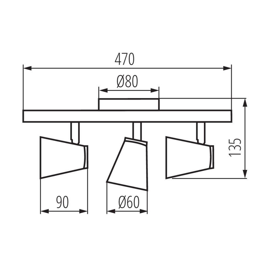 ENALI - Applique / Plafonnier 3 lampes en acier noir L47