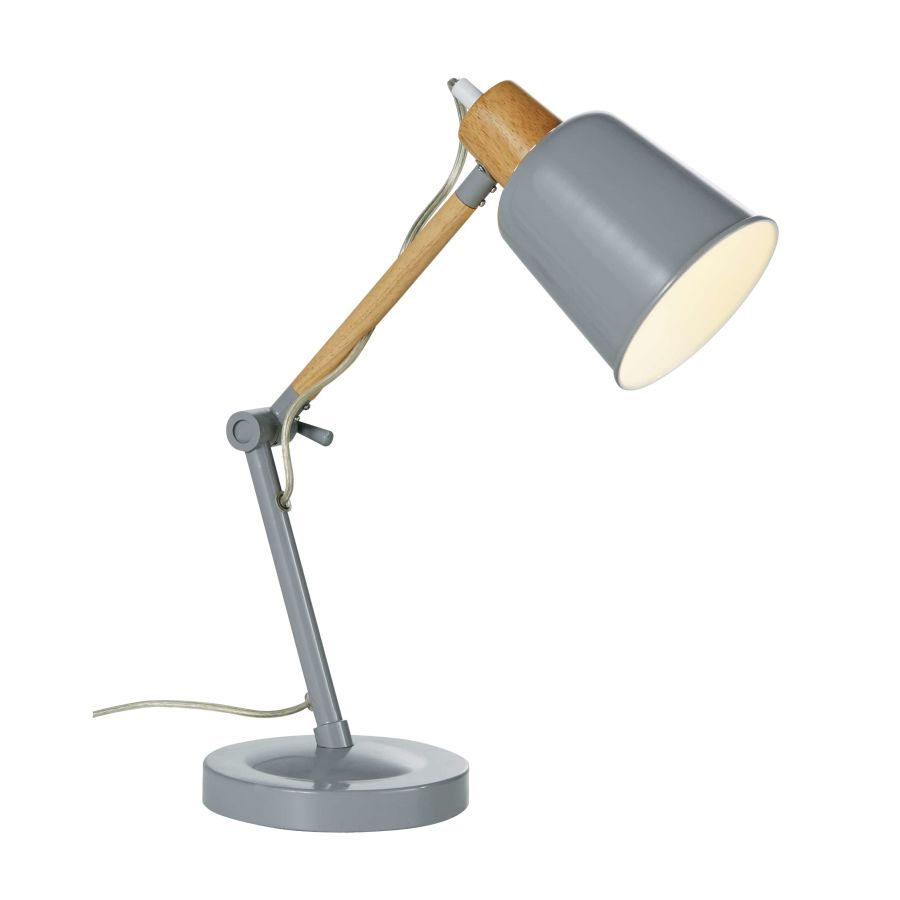 PIXIE - Lampe de bureau en métal gris et hévéa