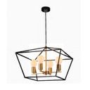 AGORA - Lustre 4 lampes en métal noir/cuivre brossé Ø50