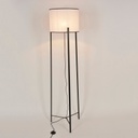 LOUNGE - Lampadaire en métal noir et lin lavé blanc H163cm