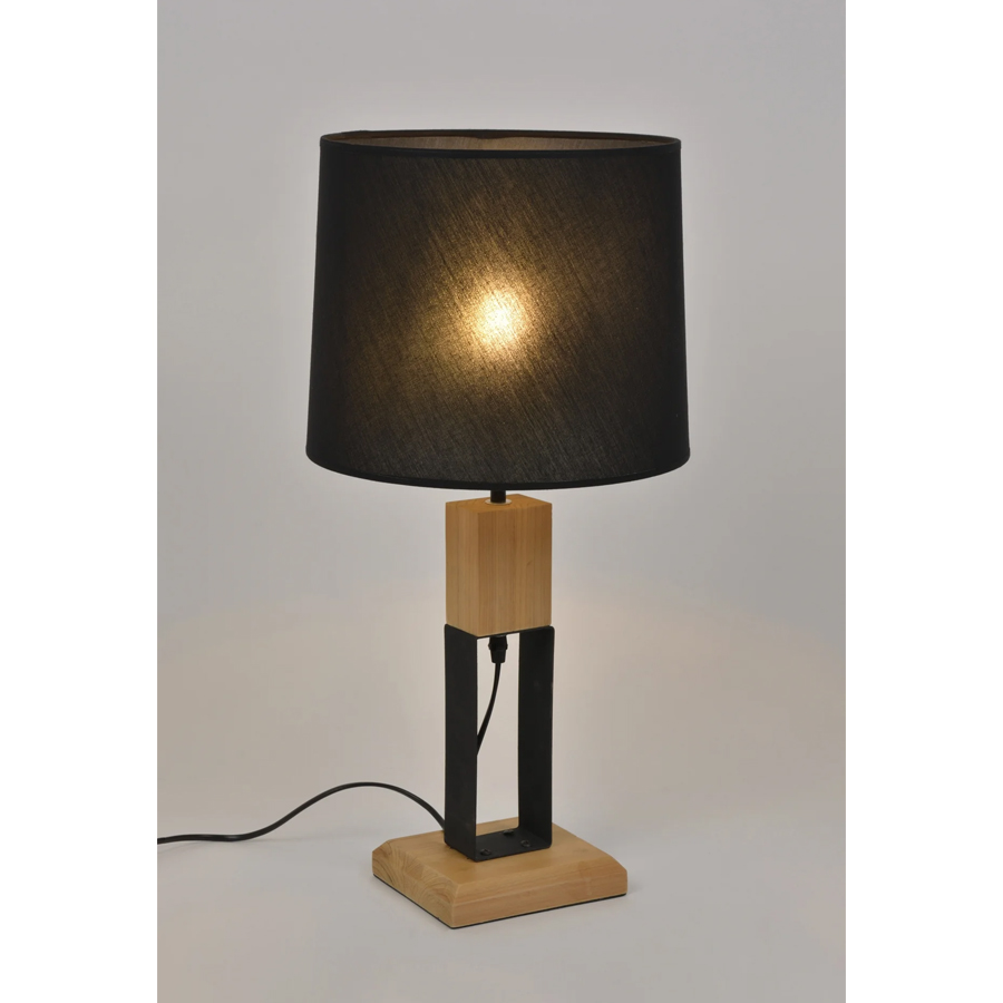 HAUSSMANN - Lampe à poser en bois naturel et métal noir H61