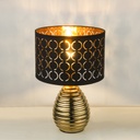 MIRAUEA - Lampe à poser en céramique doré et velours noir Ø25