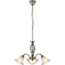 Lustre 3 lampes odin en métal vieux laiton et verre satiné Dakar , Sénégal