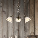 Lustre 3 lampes odin en métal vieux laiton et verre satiné Dakar , Sénégal