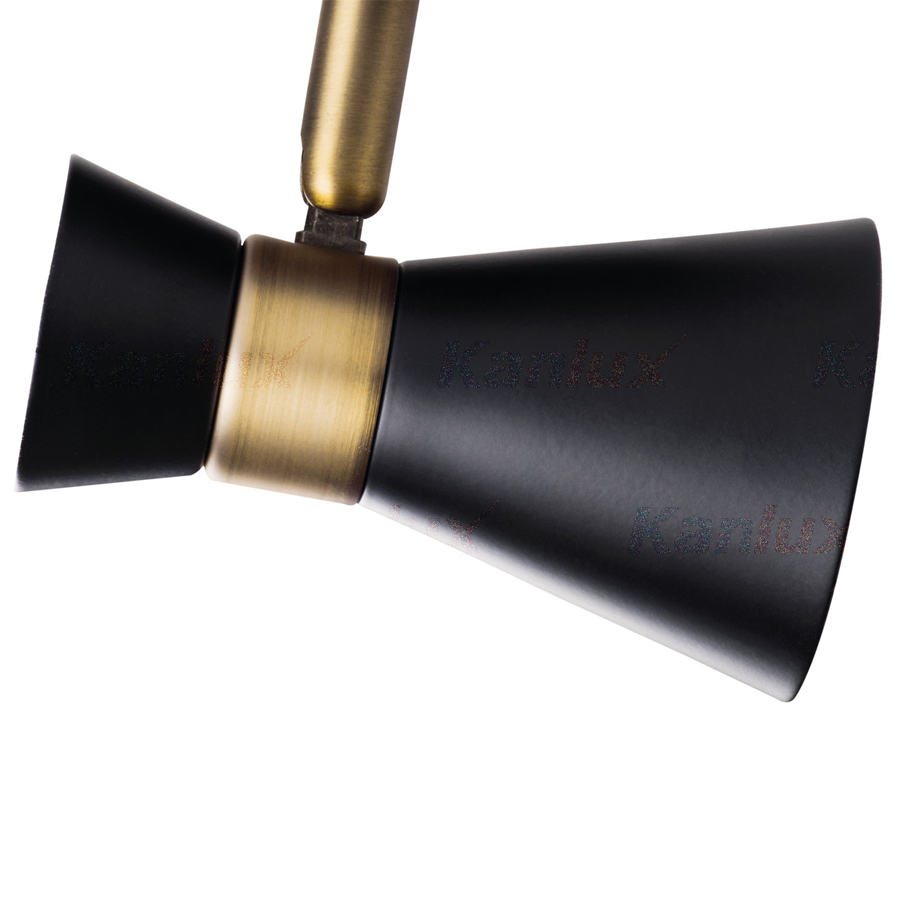 MILENO - Applique / Plafonnier 3 lampes en acier noir et doré Ø20