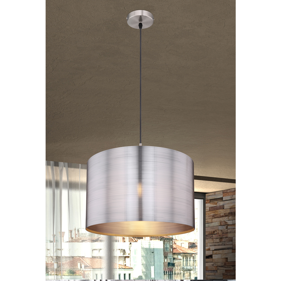 SINNI - Suspension en métal nickel mat et plastique argent métallisé Ø45