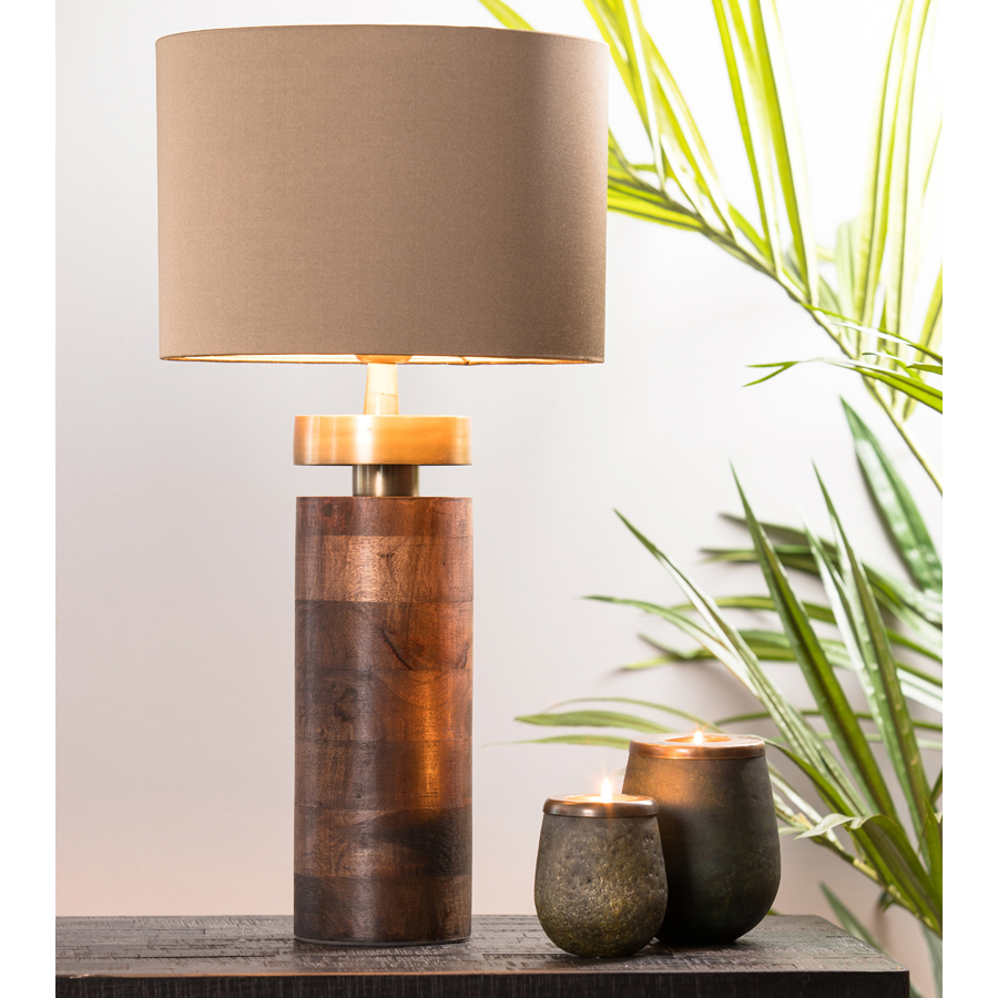 BARATA - Lampe à poser en bois brun H39 cm