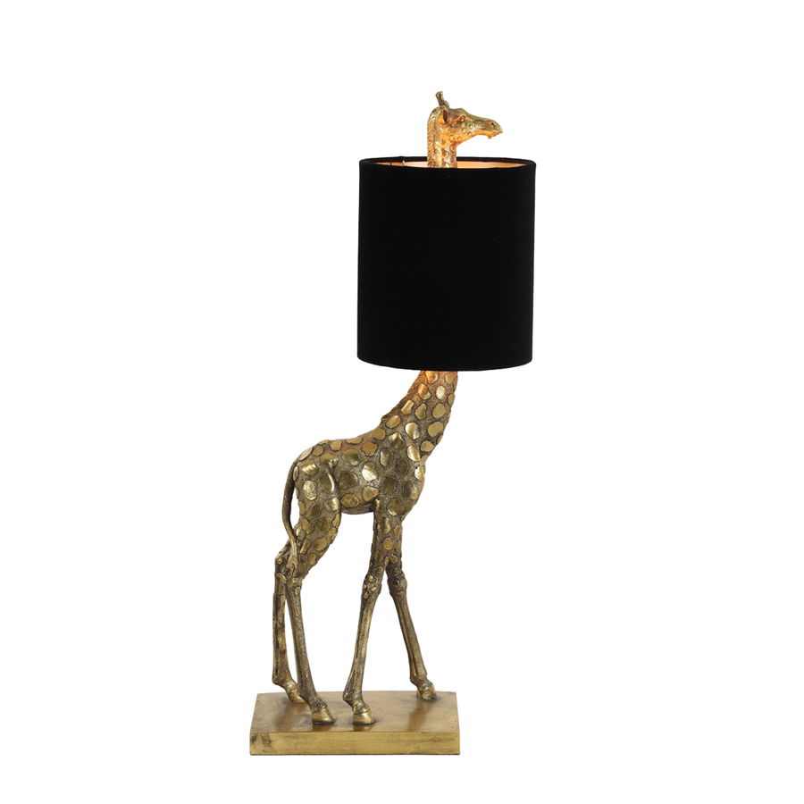 GIRAFE - Lampe à poser en plastique bronze antique, velours noir H61