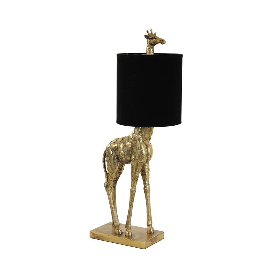 GIRAFE - Lampe à poser en plastique bronze antique, velours noir H61