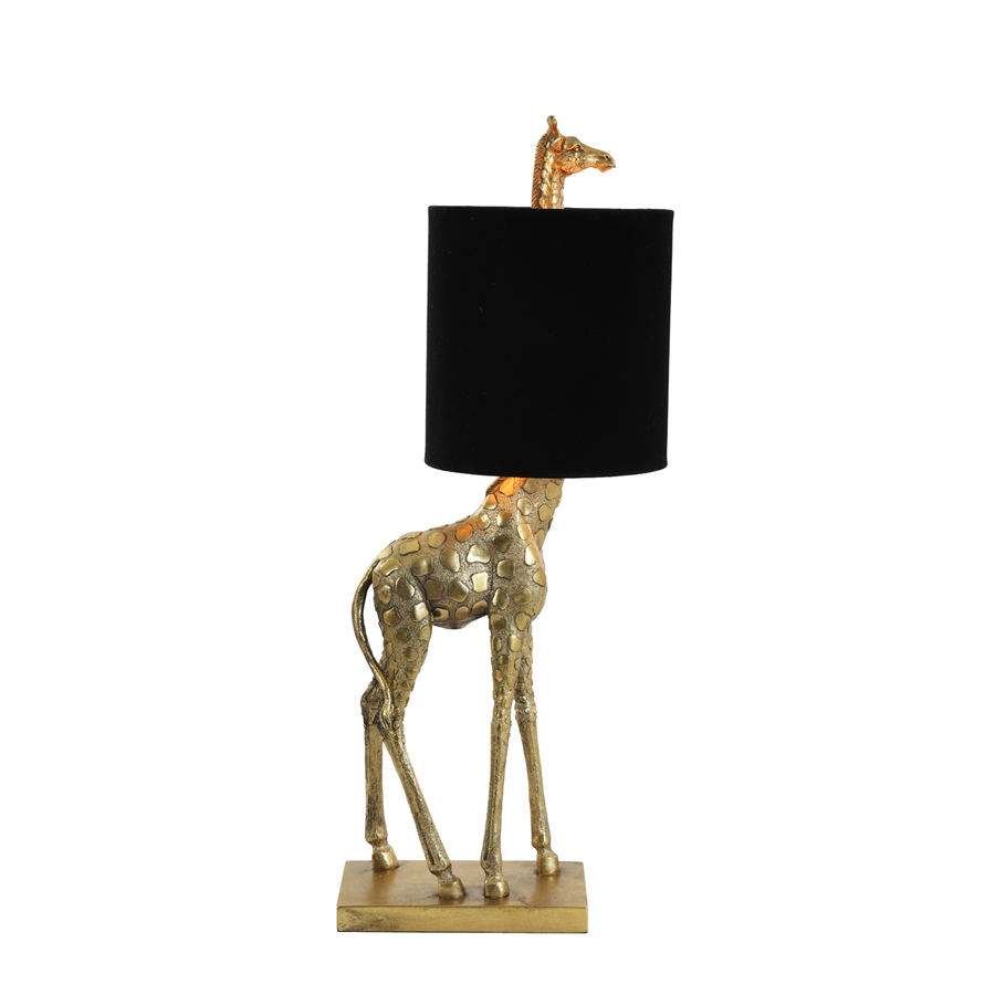 GIRAFE - Lampe à poser en plastique bronze antique, velours noir H68