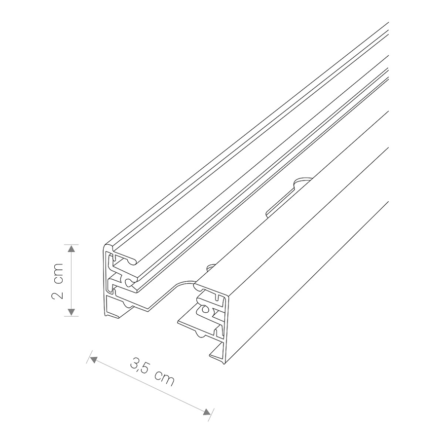 Piste de profil rail 2M en aluminium noir