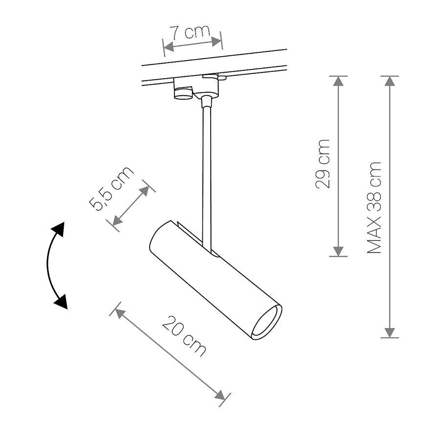 EYE - Profil GU10 35W en acier et plastique noir Ø5,5