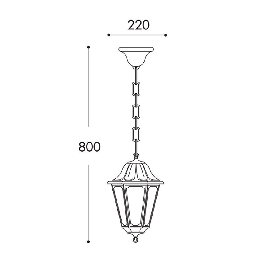 Schèma suspension Anna Sichem Lanterne Résine Noire Antichoc E27 Extérieur IP55 Etanche Dakar, Sénégal