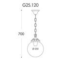 Suspension Globe 250 Sichem en résine noir antichoc étanche IP55