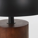 NESSO - Lampe en hévéa et abat-jour en métal noir H50 cm