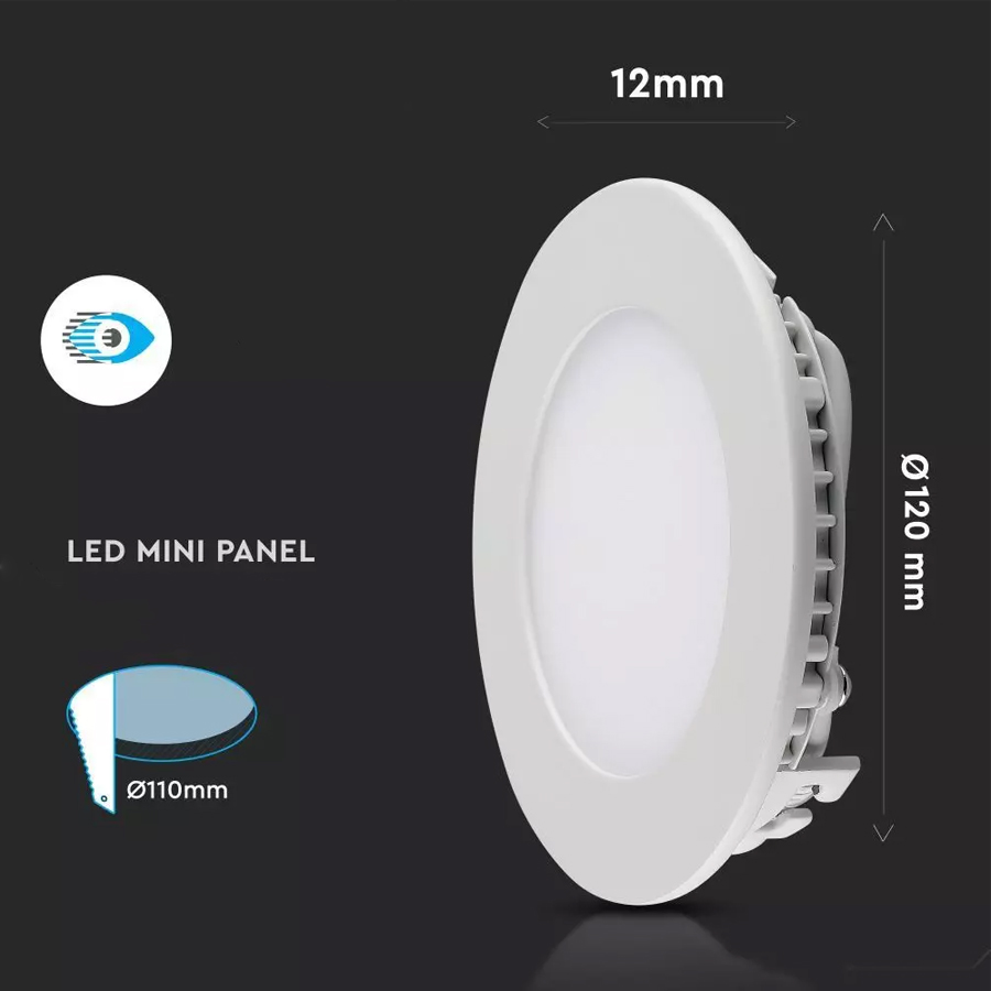 Panneau LED Premium 6W Rond Lumière Blanche Naturelle Ø12