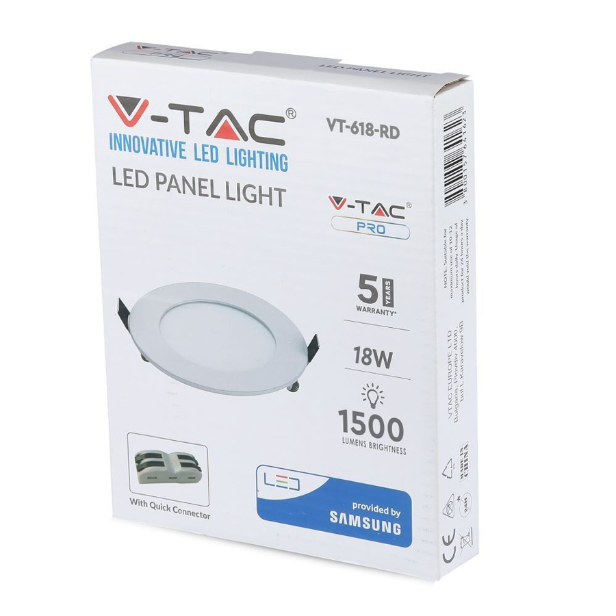 Panneau LED 18W Rond Lumière Blanche Froide Ø22.5