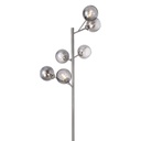 Lampadaire Smoke 6 lampes en métal nickel satiné et verre fumé, vue complète - Dakar, Sénégal.