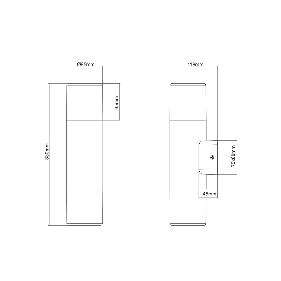 Applique Murale Extérieure LED Moderne Hoosic 2 Lumières Aluminium Anthracite Protection IP44 Dakar, Sénégal