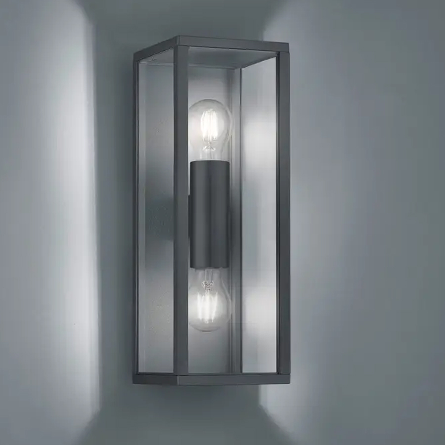 Applique LED Garonne 2 Lumières en Aluminium Anthracite Verre Transparent IP44 Dakar, Sénégal