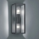 TOSCANE - Applique 2 lampes en fonte d'aluminium anthracite, verre transparent étanche IP44