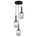Lustre 3 lampes holli en métal laiton brossé et verre opale Dakar , Sénégal