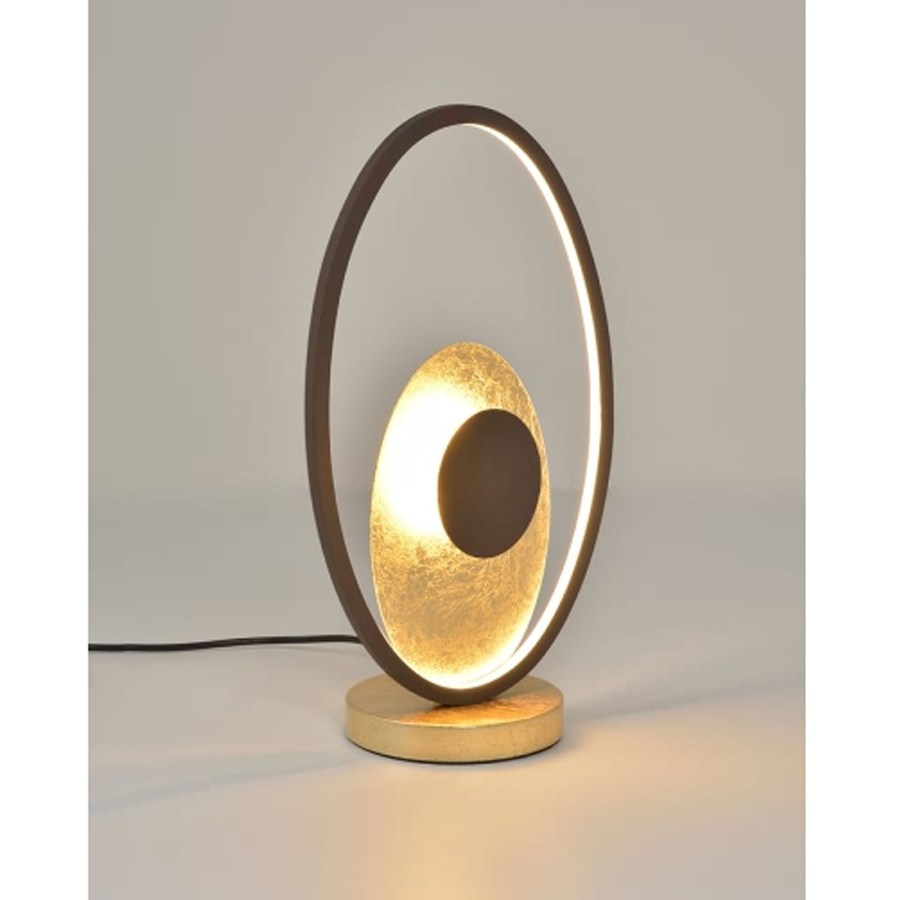 FOGLIA - Lampe LED à poser en métal marron et doré Lumière Jaune