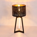 TUNNO - Lampe à poser en métal noir et plastique noir doré H70
