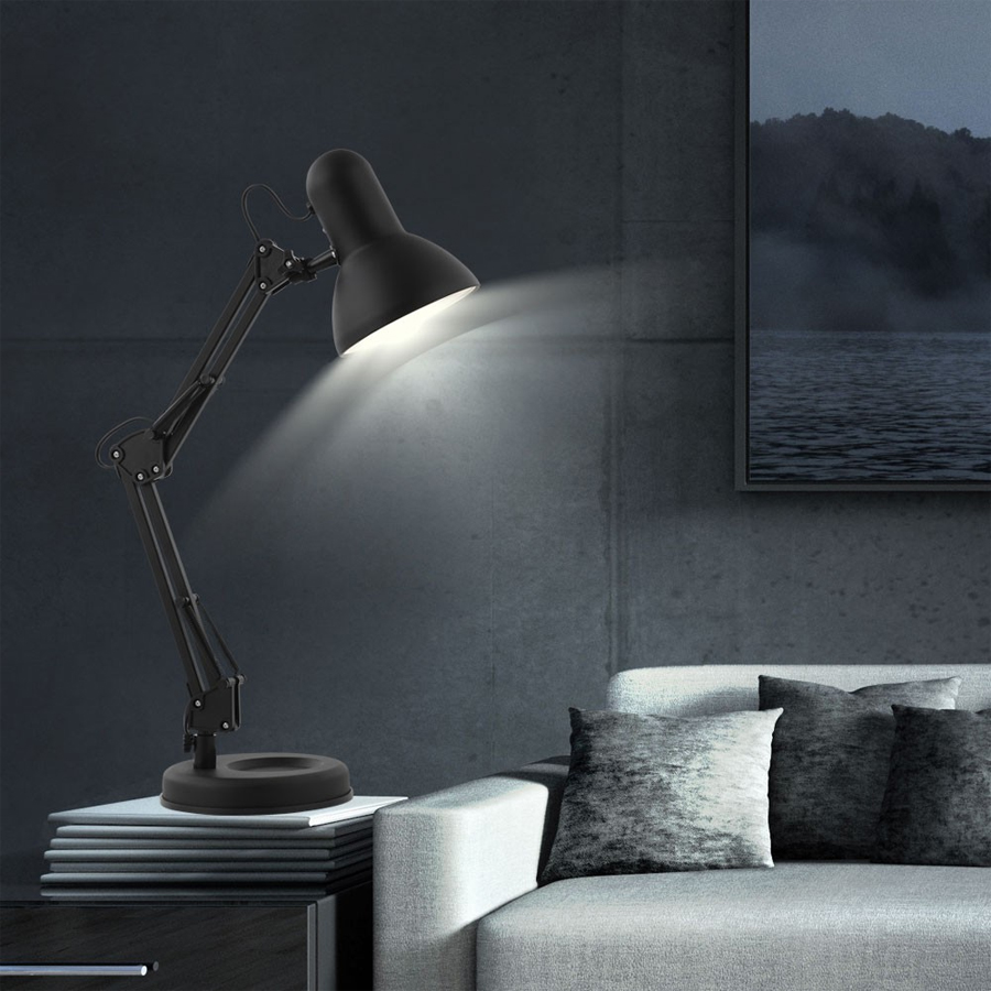 FAMOUS - Lampe à poser en plastique et métal noir H59