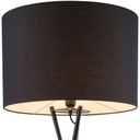 Zoom sur le lampadaire en métal noir et textile noir H160