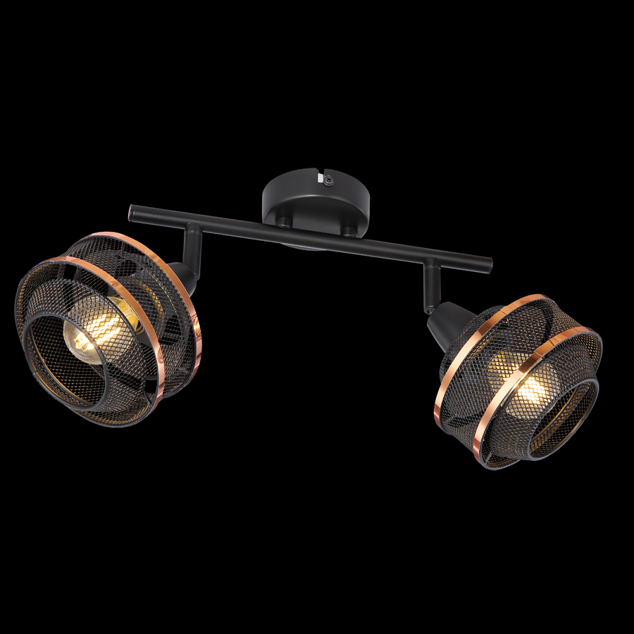 BELLONA - Spot / Plafonnier 2 lampes en métal noir et doré