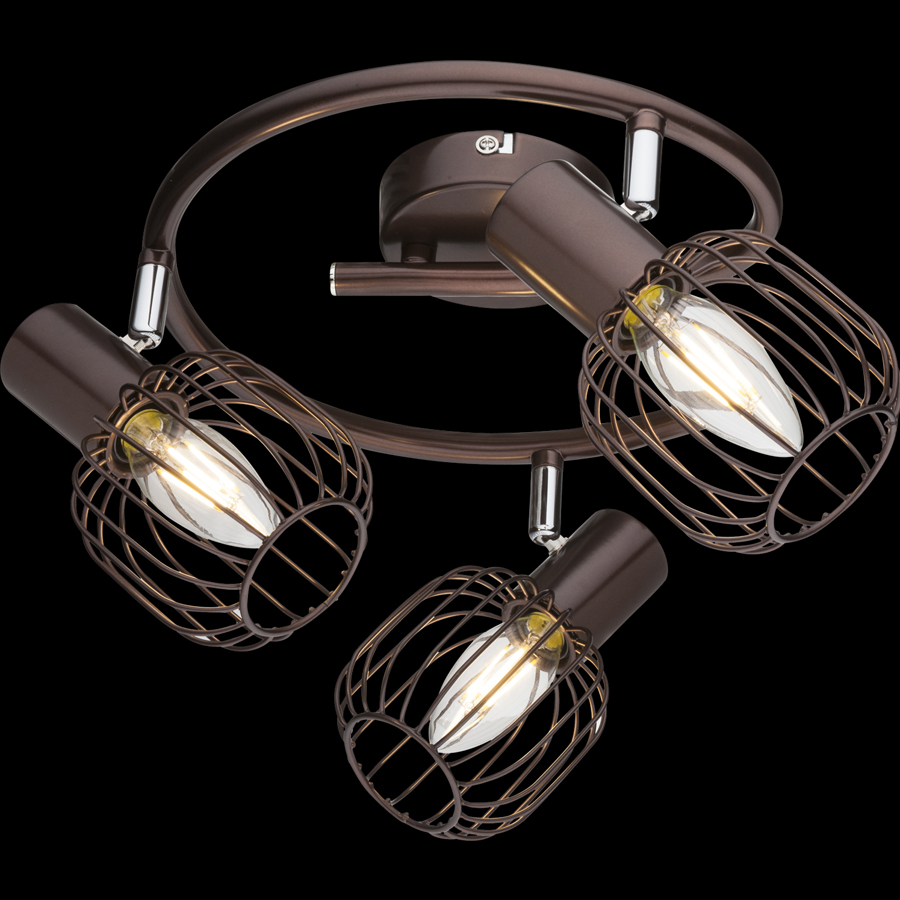 AKIN - Spot / Plafonnier 3 lampes en métal bronze et marron Ø25