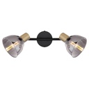 JAI - Spot / Plafonnier 2 lampes en métal noir, bronze et verre fumé