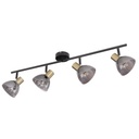 Spot/plafonnier Jay 4 lampes avec structure en métal noir et bronze, abat-jours en verre fumé - Élégance et modernité pour un éclairage intérieur - Dakar, Sénégal.