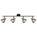 Luminaire Jay 4 lampes, design contemporain en métal noir et bronze avec verre fumé, idéal pour un salon raffiné - Dakar, Sénégal.