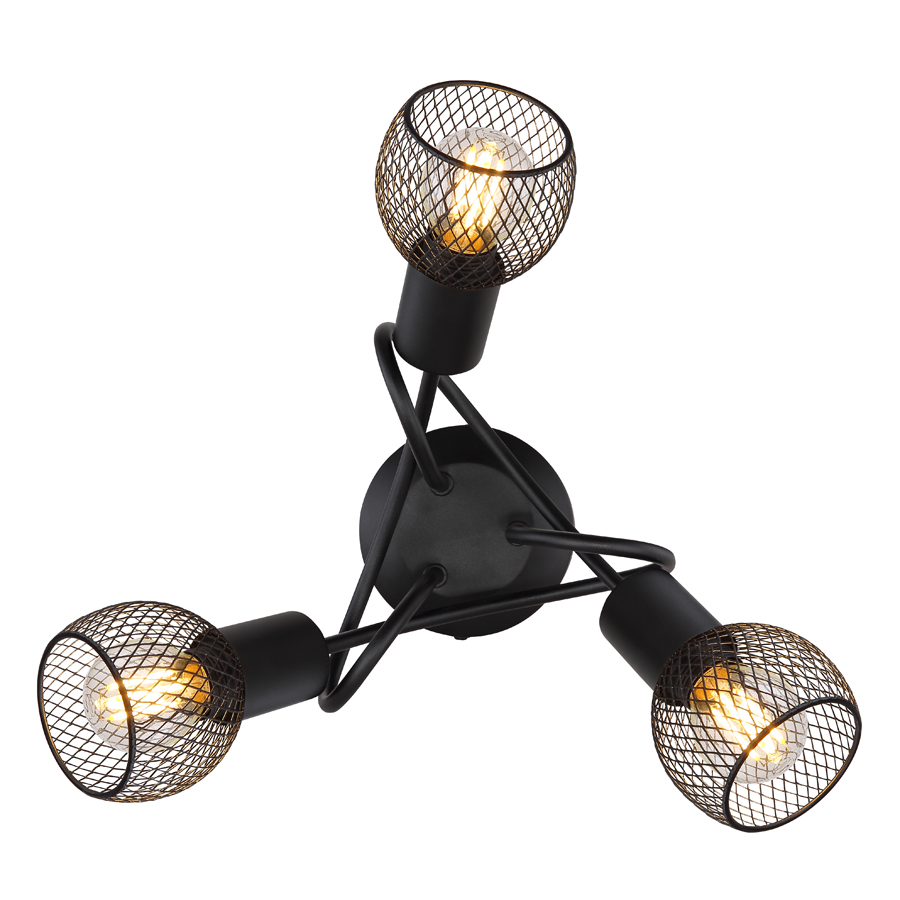 FIASTRA - Lustre / Plafonnier 3 lampes en métal noir Ø36