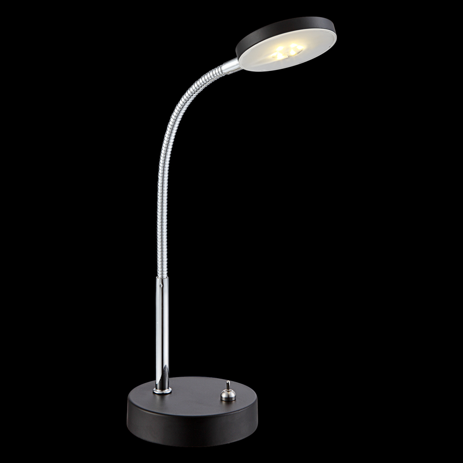 DENIZ - Lampe à poser LED 5W noir, satiné, chromé Lumière Jaune H30