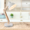 TONGARIRO - Lampe à poser en métal blanc et bois clair H45