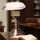 ANTIQUE - Lampe à poser en métal laiton et verre blanc H36