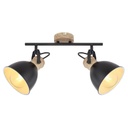 WIHO - Spot / Plafonnier 2 lampes en métal noir et aspect bois