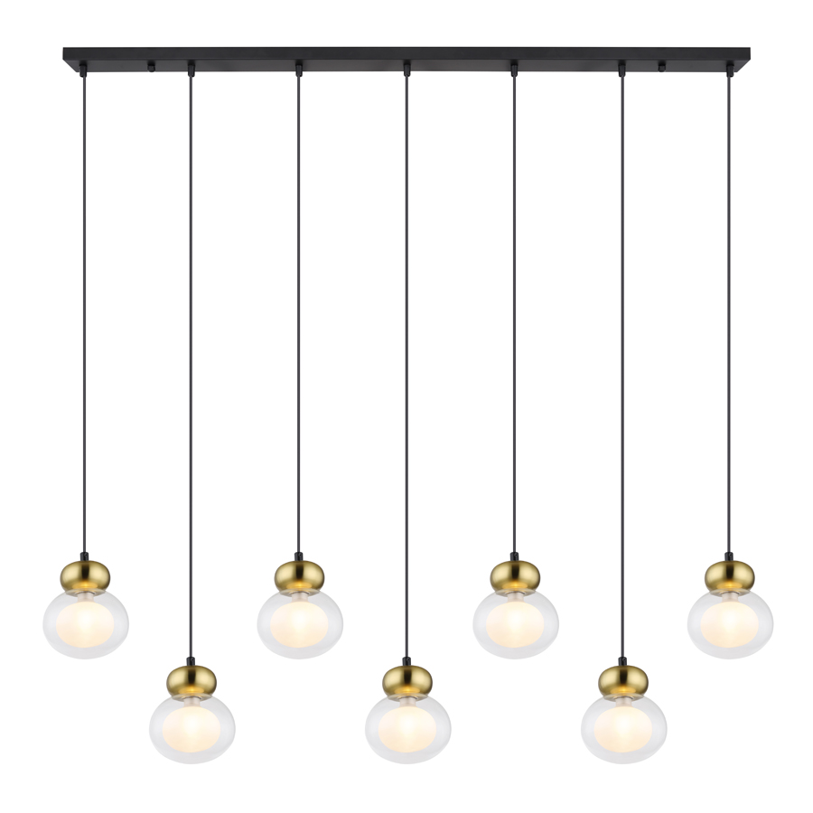 Lustre 7 lampes jaucy en métal noir, bronze et verre transparent Dakar , Sénégal