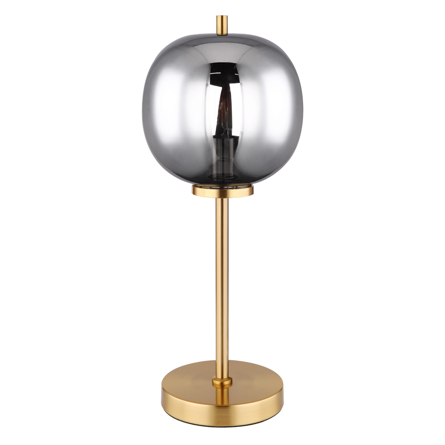 BLACKY - Lampe à poser métal laiton et verre fumé H45