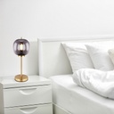BLACKY - Lampe à poser métal laiton et verre fumé H45
